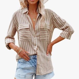 Striped Button Down Shirt for Women